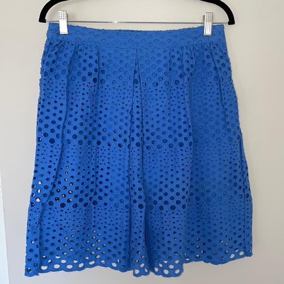 Blue cotton eyelet knee length skirt - Picture 1 of 3